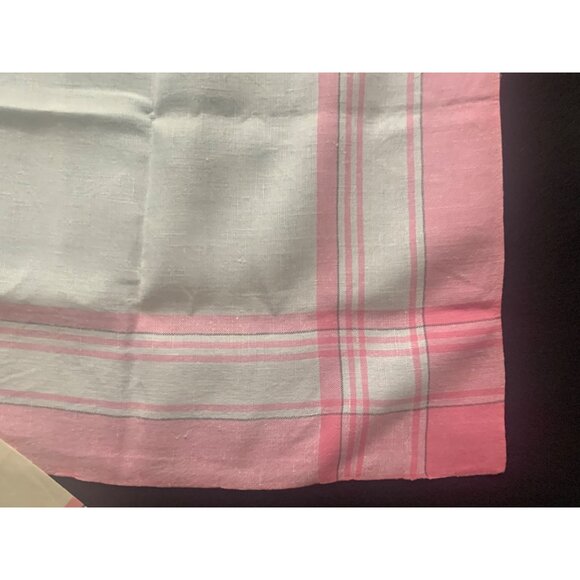 Vintage Plaid Cotton Tablecloth & Napkin Set in Pink & Aqua 48 inch - Picture 12 of 16